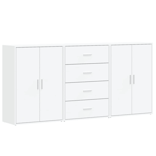 Aparadores - Bufetes - Móveis de apoio 3 pcs 60x31x84 cm derivados de madeira branco pt5327