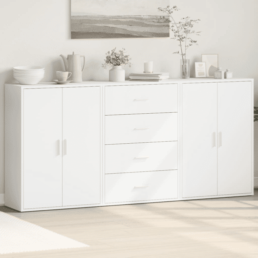 Aparadores - Bufetes - Móveis de apoio 3 pcs 60x31x84 cm derivados de madeira branco pt5327