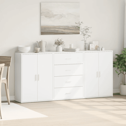 Aparadores - Bufetes - Móveis de apoio 3 pcs 60x31x84 cm derivados de madeira branco pt5327