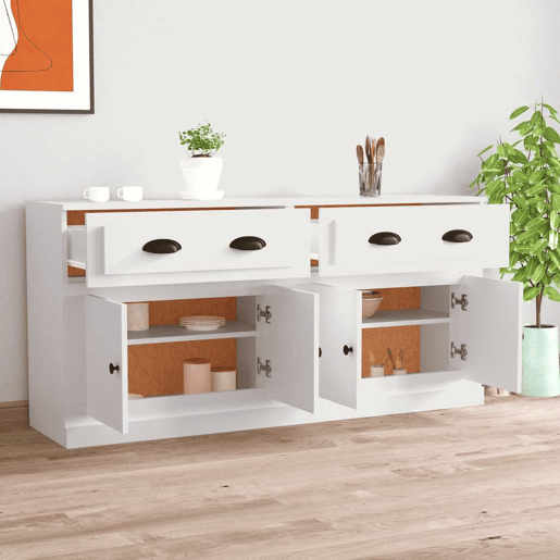 Aparadores - Bufetes - Móveis de apoio 2 pcs derivados de madeira branco pt5081