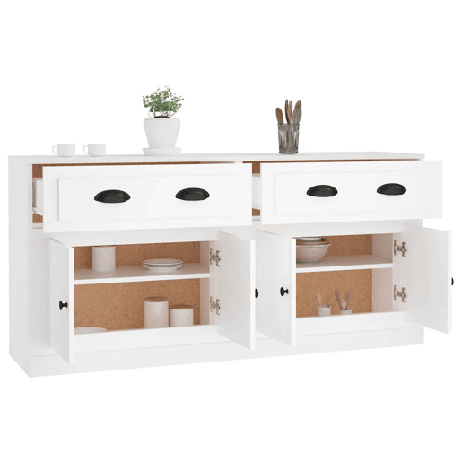 Aparadores - Bufetes - Móveis de apoio 2 pcs derivados de madeira branco pt5081
