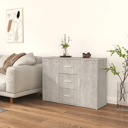 Aparador - Bufete - Móvei de apoio 91x29,5x65 cm derivados de madeira cinza cimento pt2852