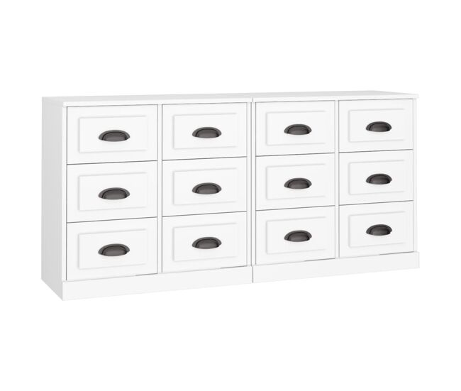 Aparador - muebles de almacenamiento 2 piezas madera contrachapada blanco es5082