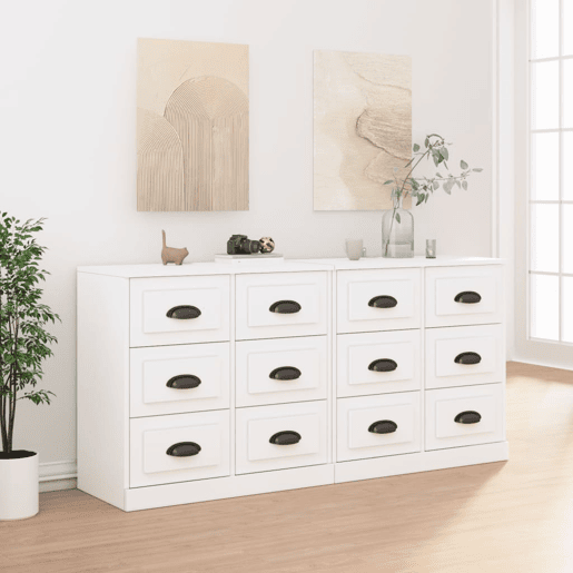 Aparadores - Bufetes - Móveis de apoio 2 pcs derivados de madeira branco pt5082