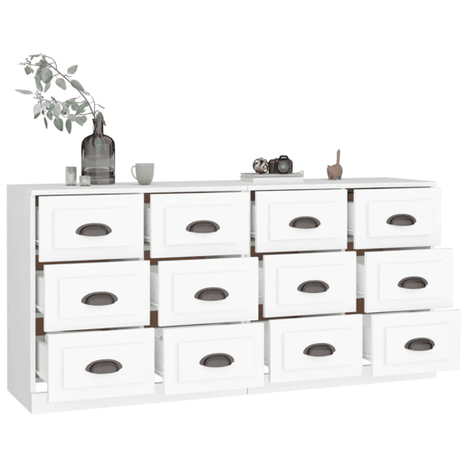 Aparadores - Bufetes - Móveis de apoio 2 pcs derivados de madeira branco pt5082