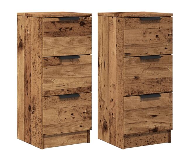 Aparador - muebles de almacenamiento 2 uds madera ingeniería madera envejecida 30x30x70cm es5236