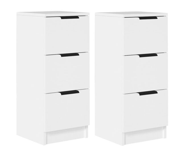 Aparador - muebles de almacenamiento 2 uds madera contrachapada blanco 30x30x70 cm es5107