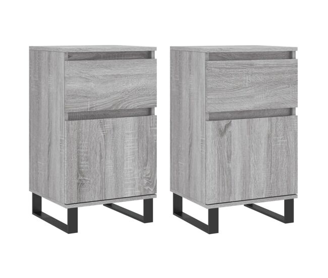 Aparador - muebles de almacenamiento 2 uds madera de ingeniería gris sonoma 40x35x70 cm es5196