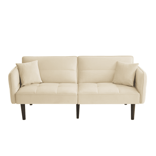 Sofá de 2 lugares - Reclinável, braços rebatíveis, função sofá - Bege