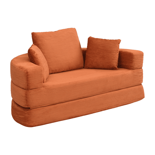 Sofá-cama dobrável multifuncional 173x176 cm - Modular com almofadas, tecido chenille - Laranja