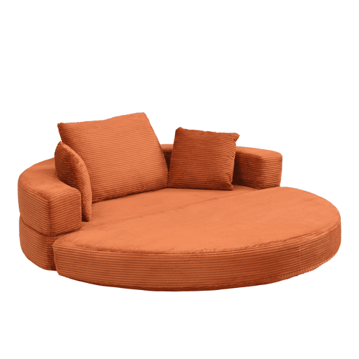 Sofá-cama dobrável multifuncional 173x176 cm - Modular com almofadas, tecido chenille - Laranja