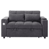 Sofá-cama 140,5 x 74 x 82 cm - 3 em 1, com encosto ajustável, USB, mesa oculta, porta-copos - Cinza