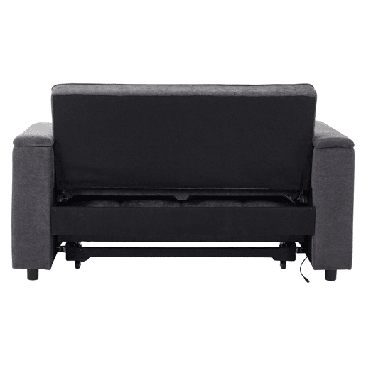 Sofá-cama 140,5 x 74 x 82 cm - 3 em 1, com encosto ajustável, USB, mesa oculta, porta-copos - Cinza