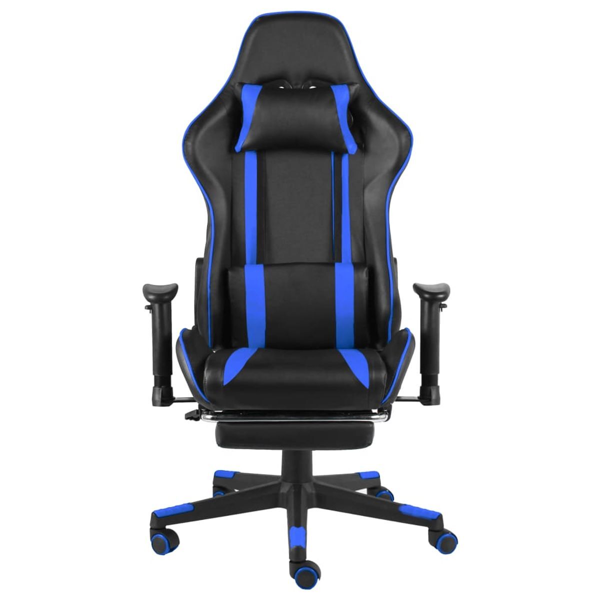 Silla gaming power con reposapiés inclinable azul 123-133x68x69 cm