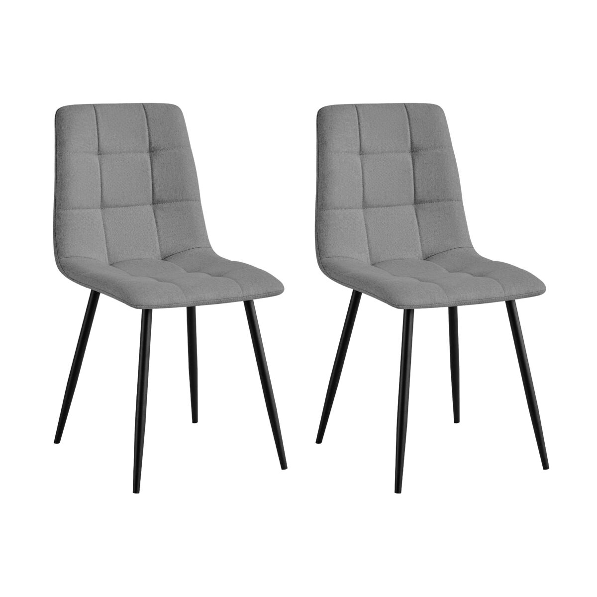 Pack sillas comedor raf, sillas de salón tapizados tela gris 43x85x48 cm