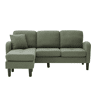 Sofá de canto de 3 lugares 166x118x77 cm - Chaise longue modular, tecido cordão - Verde