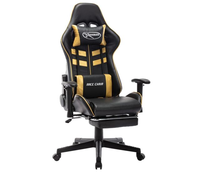 Silla gaming soul altura regulable con reposapiés negro/dorado 123-133x67x61 cm
