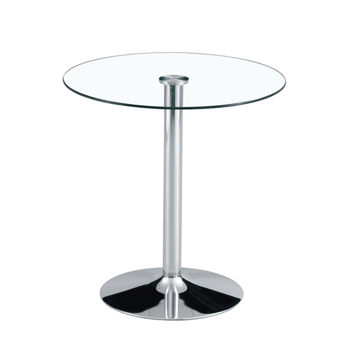 Conjunto Bar 89 cm - Mesa de vidro + 2 bancos ajustáveis e giratórios - Prateado, Transparente