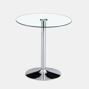Conjunto Bar 89 cm - Mesa de vidro + 2 bancos ajustáveis e giratórios - Prateado, Transparente
