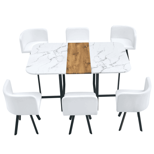 Conjunto de mesa de jantar para 4-6 pessoas - extensÃvel e cadeiras dobráveis - branco e preto Conjunto de mesa de jantar para 4-6 pessoas - extensÃvel e cadeiras dobráveis - branco e preto