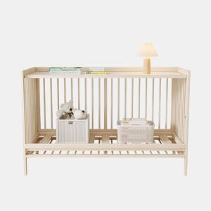 Móvel infantil combinado - multifuncional: berço, armário e estante giratória - Natural