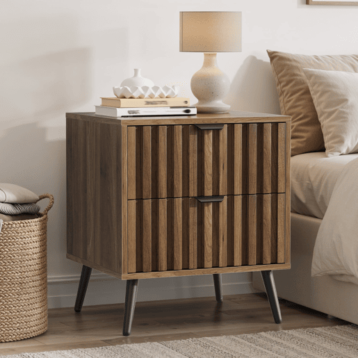 Mesa de cabeceira 45x40x53 cm - Moderna com 2 gavetas - Nogueira Mesa de cabeceira 45x40x53 cm - Moderna com 2 gavetas - Nogueira