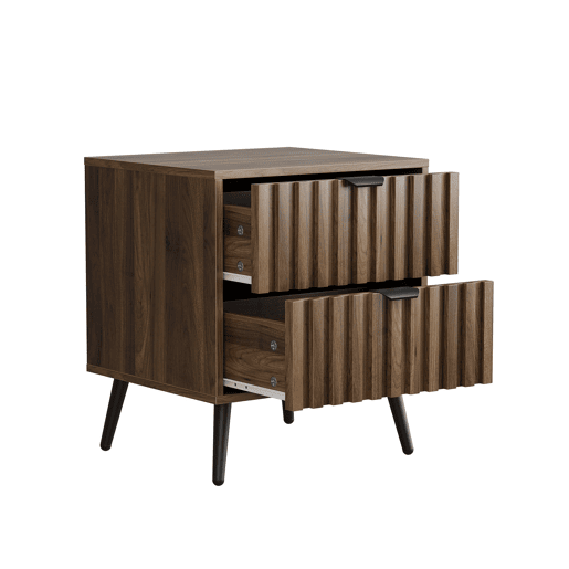 Mesa de cabeceira 45x40x53 cm - Moderna com 2 gavetas - Nogueira Mesa de cabeceira 45x40x53 cm - Moderna com 2 gavetas - Nogueira