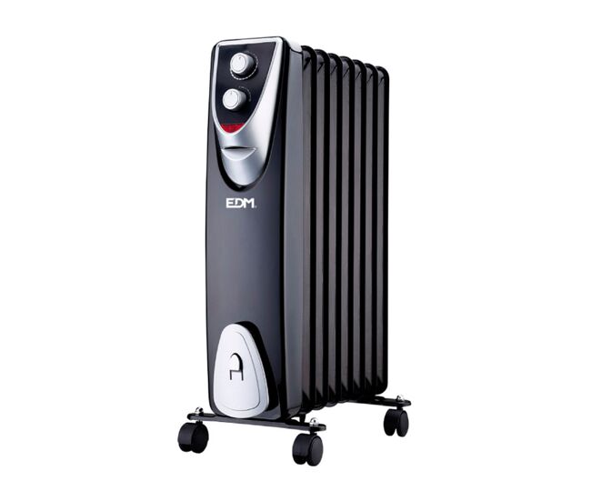 Radiador black edition edm 1500w 8 elementos sin aceite negro