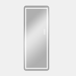 Espelho de pé LED 163x54 cm - Moldura fina em alumínio, ajustável, montagem na parede - PretoPrateado