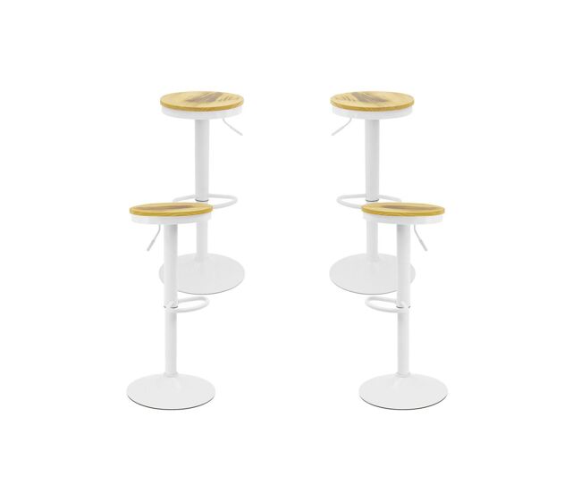 Pack 4 taburetes vikin asiento madera - blanco