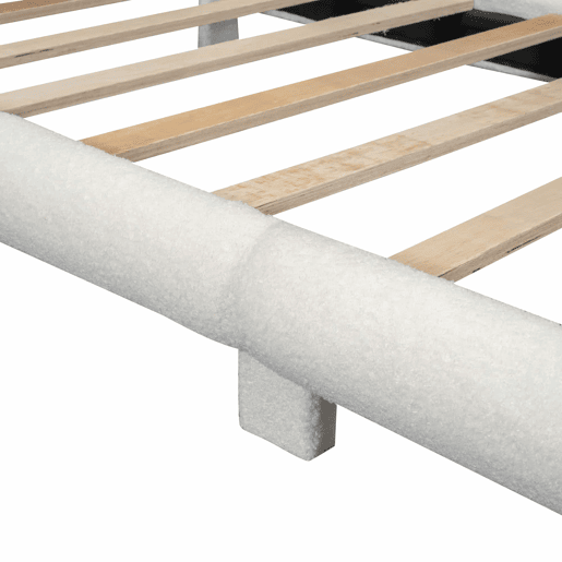 Cama individual, 90x200 cm - Plush, cabeceira adorável - Branco