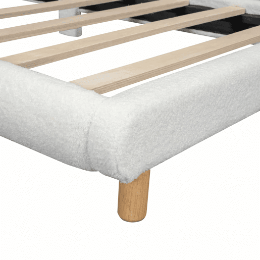 Cama individual, 90x200 cm - Plush, cabeceira adorável - Branco