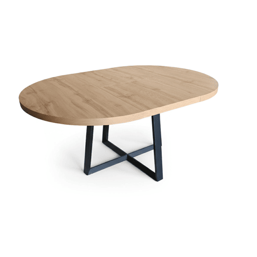 Mesa de jantar redonda extensÃvel, 160 cm, carvalho e preto. Mesa de jantar redonda extensÃvel, 160 cm, carvalho e preto.