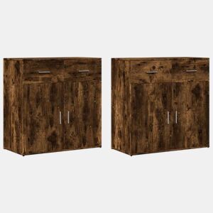 Aparadores - Bufetes - Móveis de apoio 2 pcs 79x38x80 cm derivados madeira carvalho fumado pt5225