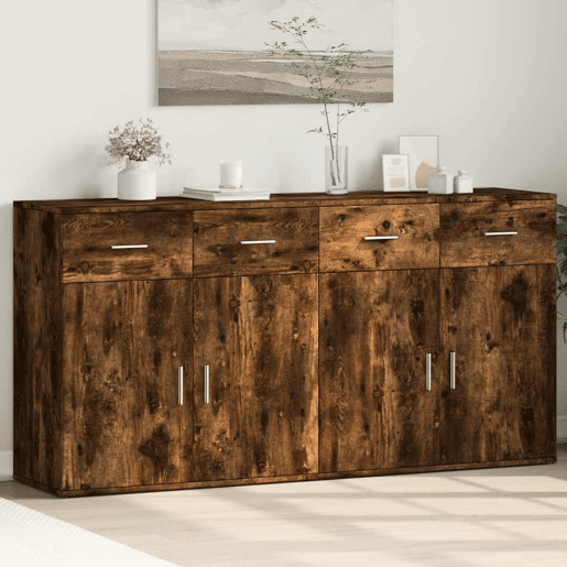 Aparadores - Bufetes - Móveis de apoio 2 pcs 79x38x80 cm derivados madeira carvalho fumado pt5225
