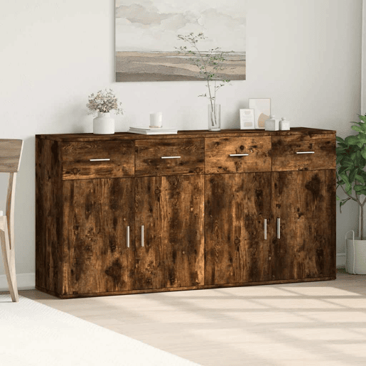 Aparadores - Bufetes - Móveis de apoio 2 pcs 79x38x80 cm derivados madeira carvalho fumado pt5225