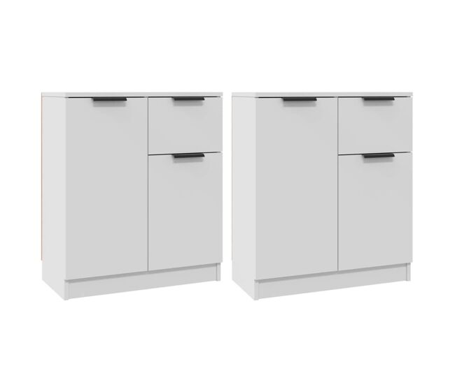 Aparador - muebles de almacenamiento 2 uds madera contrachapada blanco 60x30x70 cm es5111