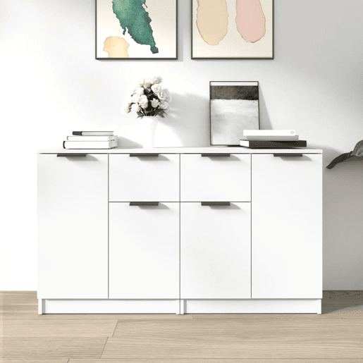 Aparadores - Bufetes - Móveis de apoio 2 pcs 60x30x70 cm derivados de madeira branco pt5111