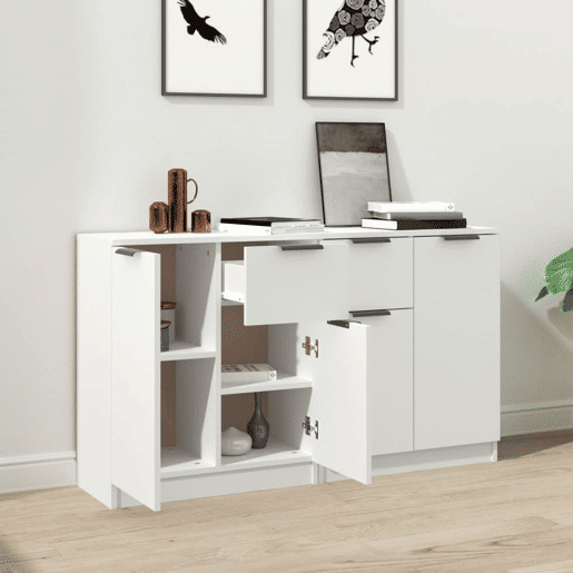 Aparadores - Bufetes - Móveis de apoio 2 pcs 60x30x70 cm derivados de madeira branco pt5111