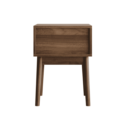 Mesa de cabeceira 40x40x55 cm - 2 unidades, design Mid-Century, puxadores metálicos - Nogueira