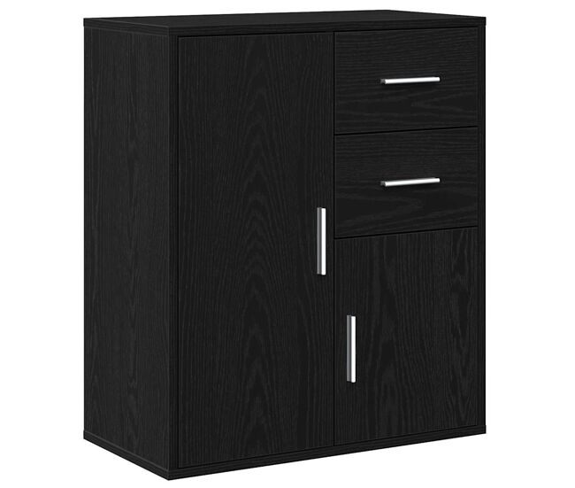 Aparador - mueble de almacenamiento roble negro 60 x 31 x 70 cm madera de ingeniería es4983