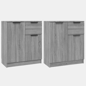 Aparadores - Bufetes - Móveis de apoio 2 pcs 60x30x70 cm madeira processada cinzento sonoma pt5141