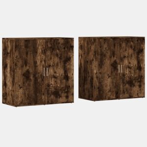 Aparadores - Bufetes - Móveis de apoio 2 pcs 79x38x80 cm derivados madeira carvalho fumado pt5224