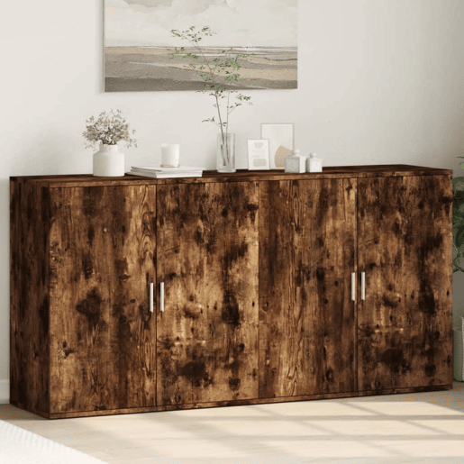 Aparadores - Bufetes - Móveis de apoio 2 pcs 79x38x80 cm derivados madeira carvalho fumado pt5224