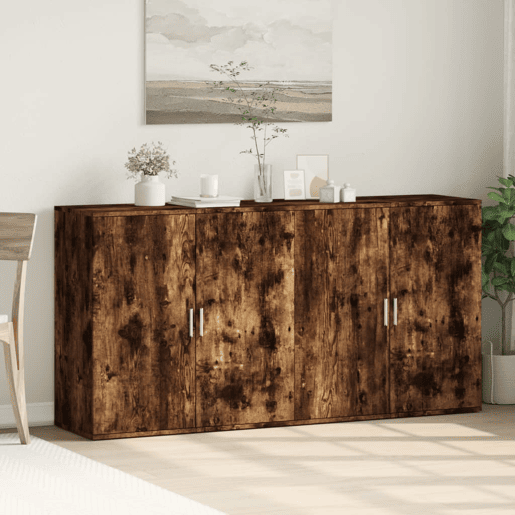 Aparadores - Bufetes - Móveis de apoio 2 pcs 79x38x80 cm derivados madeira carvalho fumado pt5224