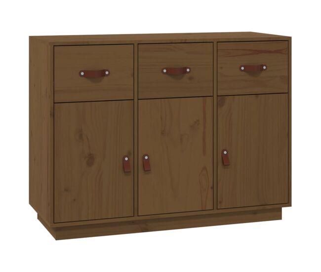 Aparador - mueble de almacenamiento de madera maciza de pino marrón miel 100x40x75 cm es3982