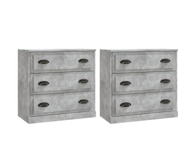 Aparador - muebles de almacenamiento 2 uds madera contrachapada gris hormigón es5118