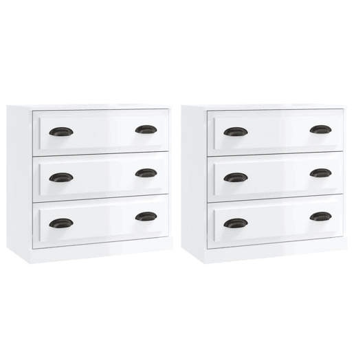 Aparadores - Bufetes - Móveis de apoio 2 pcs derivados de madeira branco brilhante pt5113