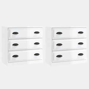 Aparadores - Bufetes - Móveis de apoio 2 pcs derivados de madeira branco brilhante pt5113