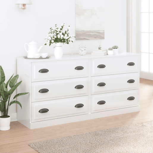 Aparadores - Bufetes - Móveis de apoio 2 pcs derivados de madeira branco brilhante pt5113